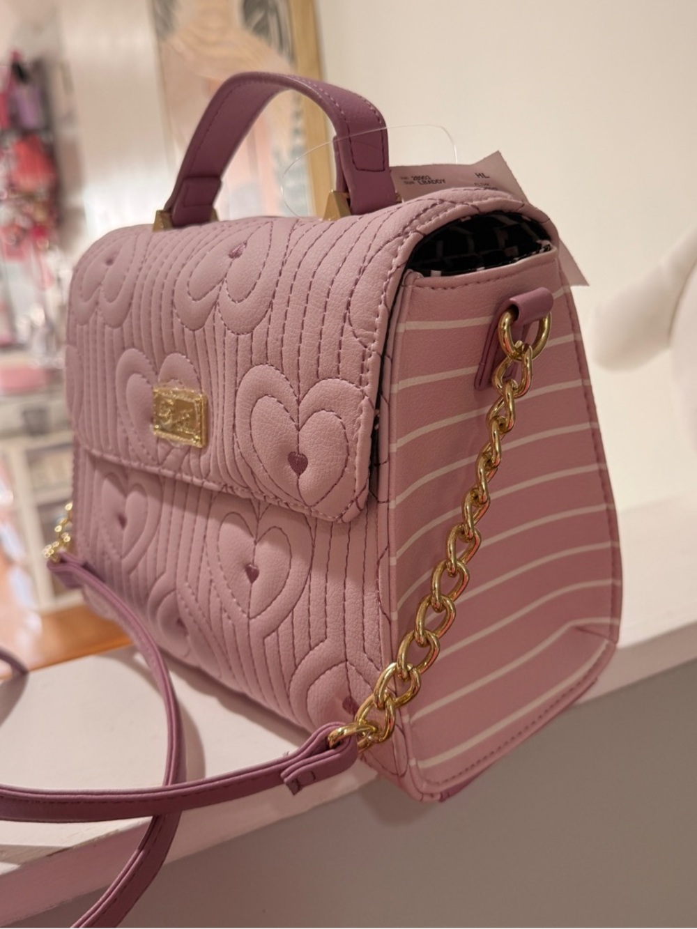 Luv Betsey Quilted Heart Top-Handle Crossbody Bag - Pink - Picture 2 of 6